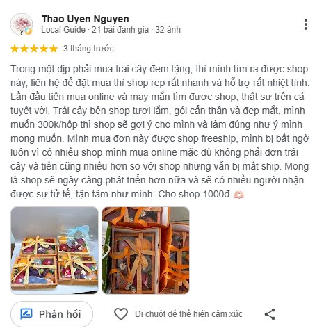 Đánh giá của khách hàng về 212 Fruits